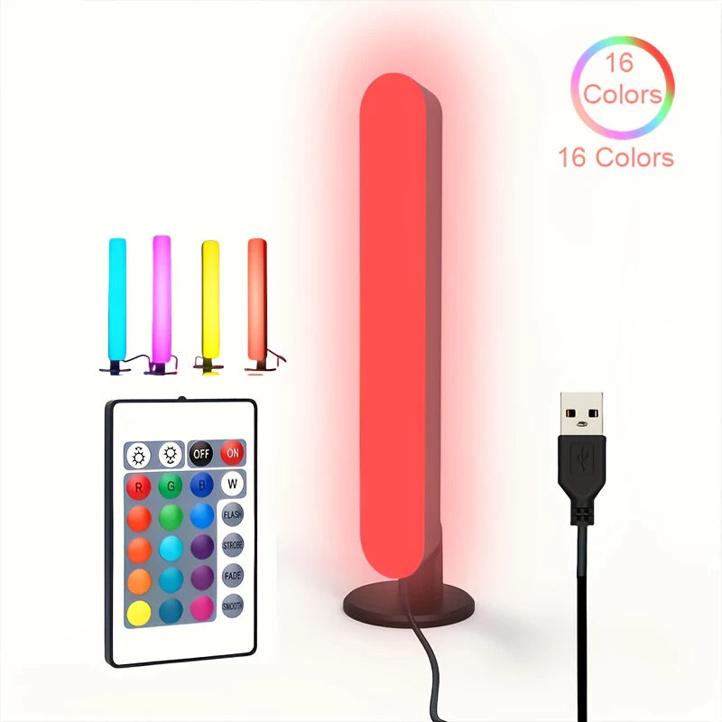 Transform Your Space with the Smart LED Table Lamp - Remote-Controlled RGB Lighting in 16 Colors for Gaming and Decoration