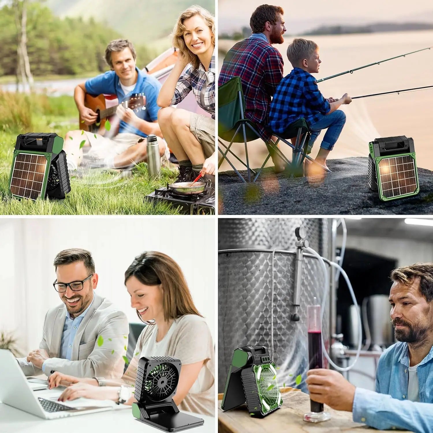 Portable Solar-Powered Fan with 7800mAh LED Lantern, Rechargeable Camping Fan, 4 Speed Settings, 90° Folding Design