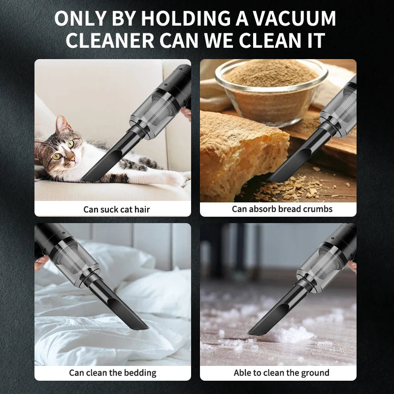 Ultimate Portable Cordless Handheld Car Vacuum Cleaner - 15,000Pa Suction Power & Versatile Dual Blowing Function for Home, Office, and Pet Care