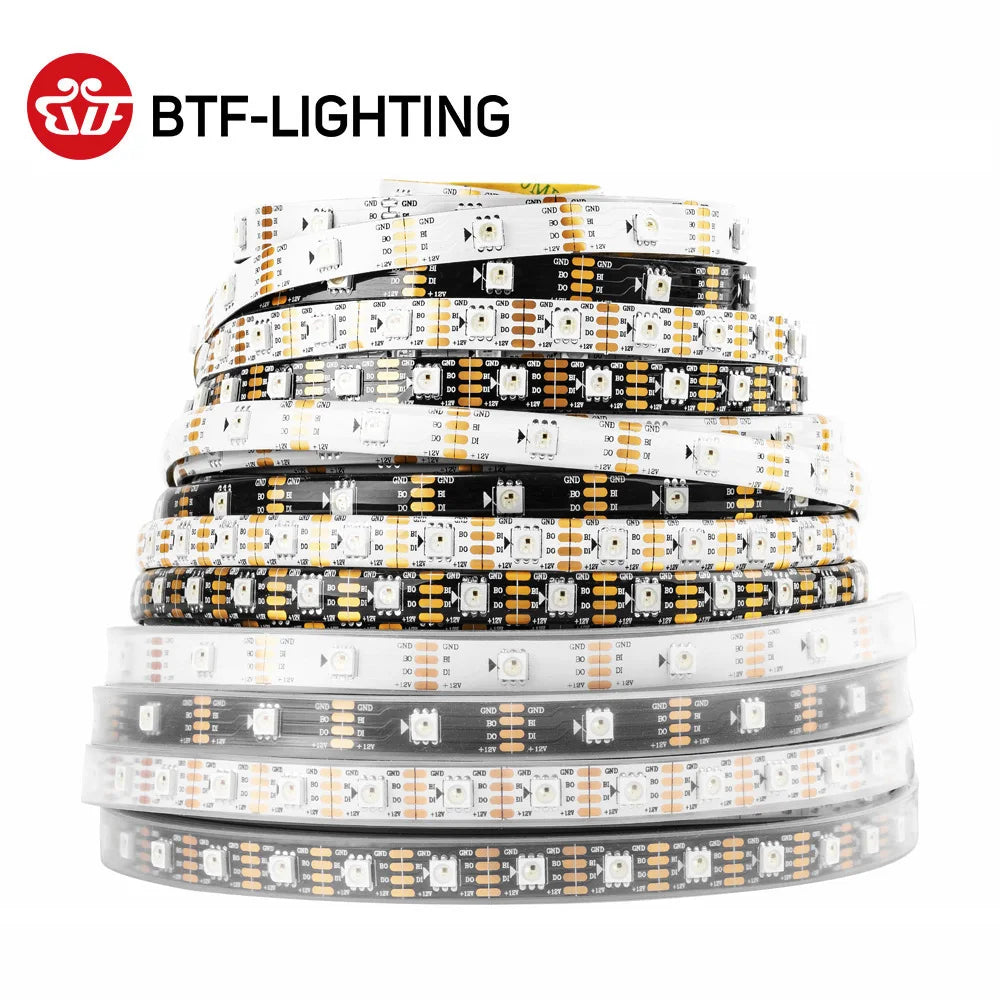 Transform Your Space with the Versatile WS2815 DC12V Individually Addressable RGB LED Strip Light – Choose from 30, 60, 100, or 144 LEDs for Stunning Custom Lighting!