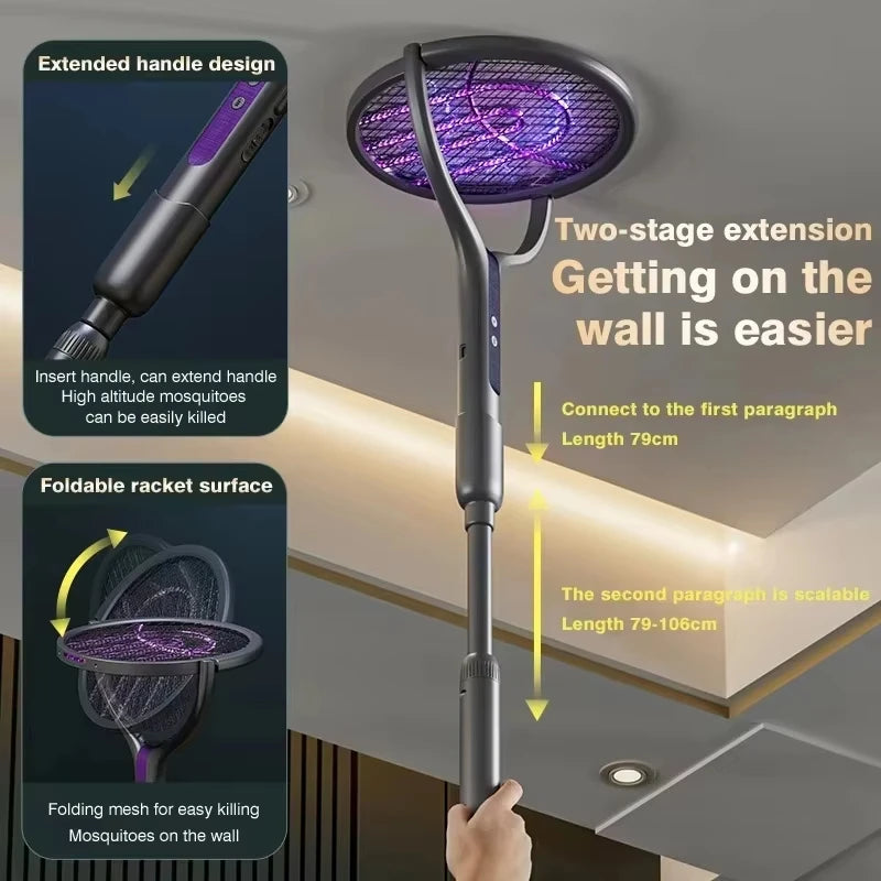 Revolutionary Telescopic Mosquito Swatter: Effortless Bug Control with USB Charging and Adjustable Reach
