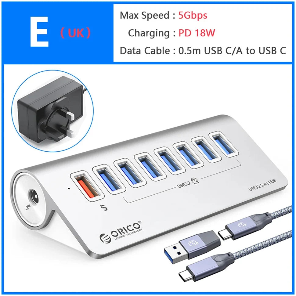 10Gbps USB 3.2 Type-C Docking Station Hub with PD60W Charging Adapter and Multi-Port Switch for PC and Laptop Accessories