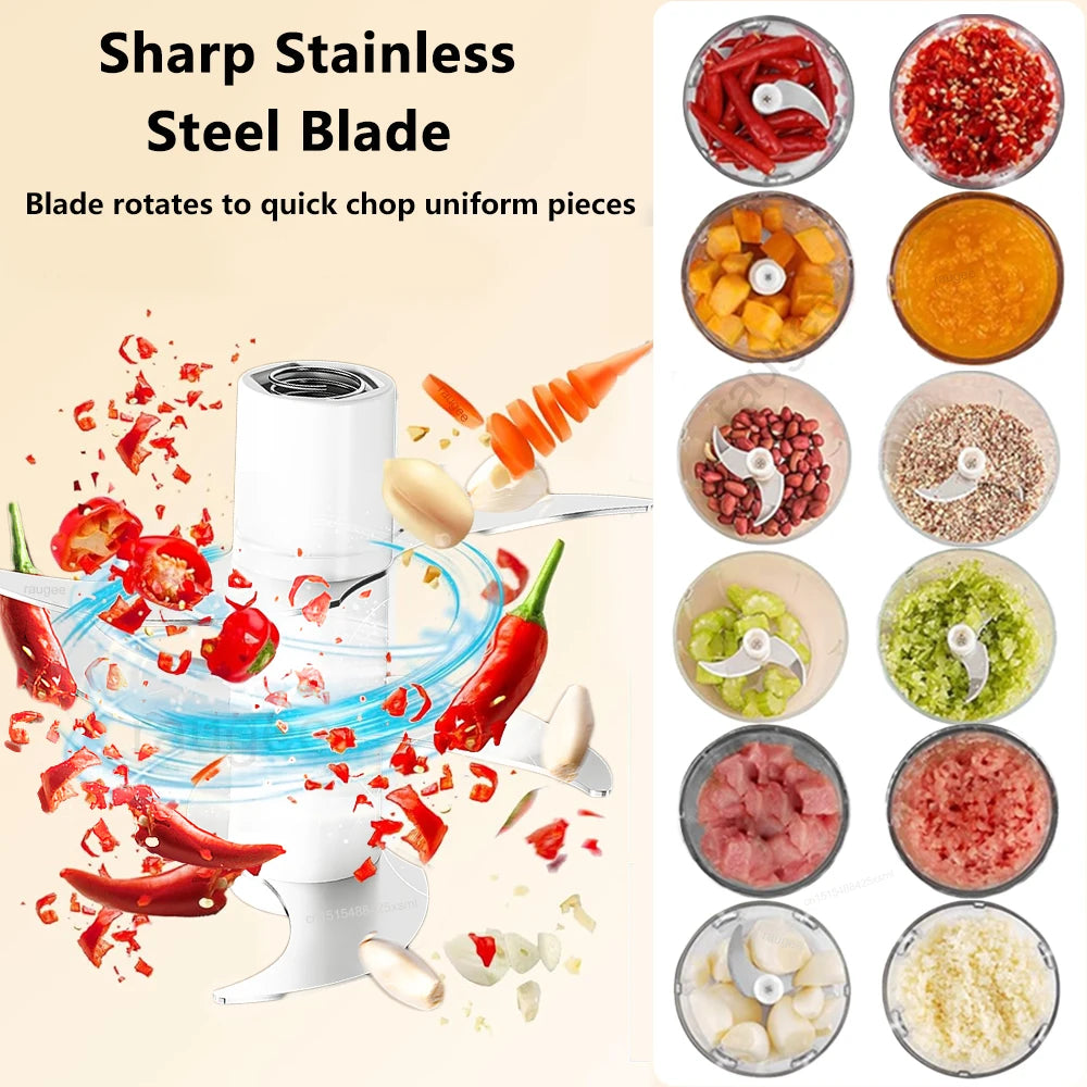 320ml Electric Food Chopper - USB Rechargeable Garlic and Meat Grinder, Portable Blender