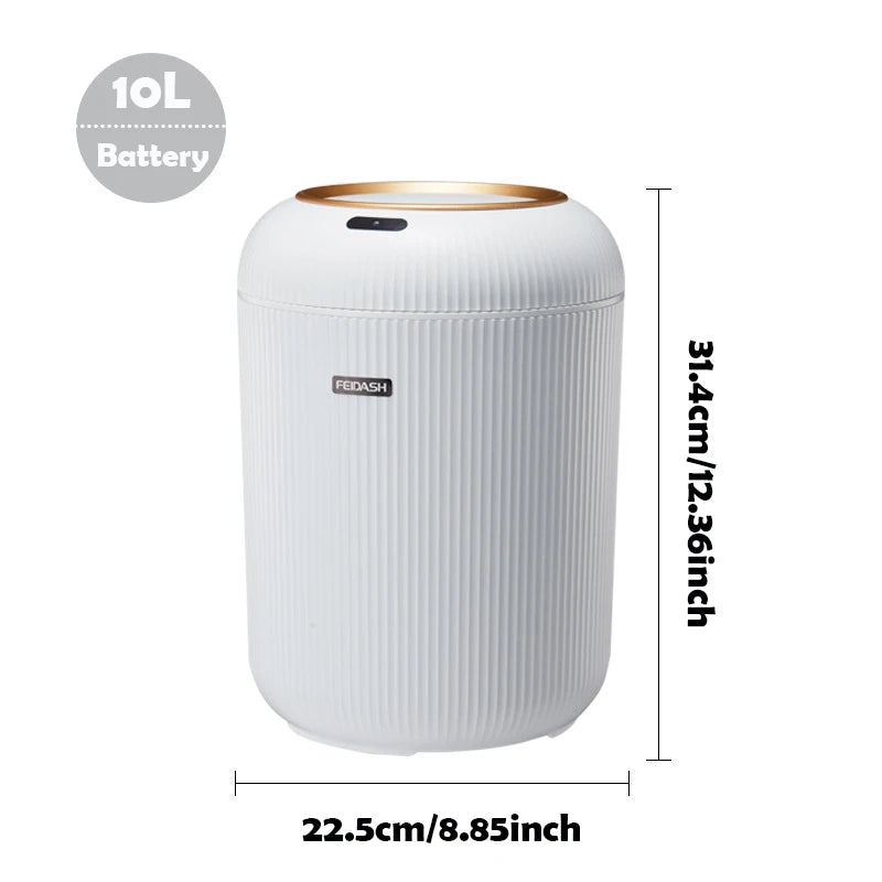 Smart Motion Sensor Trash Can with Lid - Compact Plastic Design for Bedroom, Bathroom, Kitchen, and Office Use