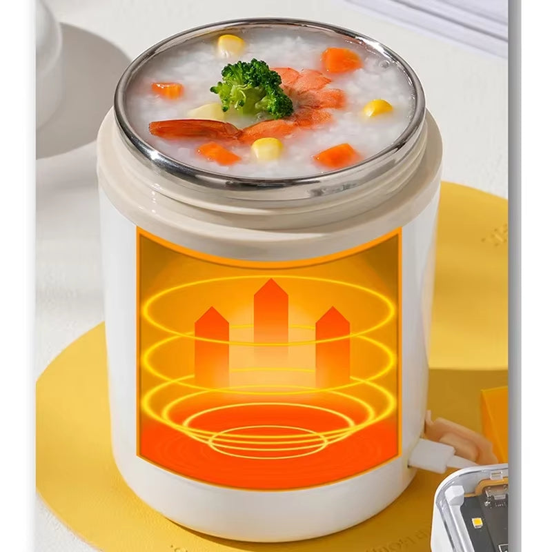 600ML USB Electric Heating Lunch Box - Portable Stainless Steel Food Warmer for Picnic and Milk Drinks, Compatible with 5V, 12V, and 24V Power Sources
