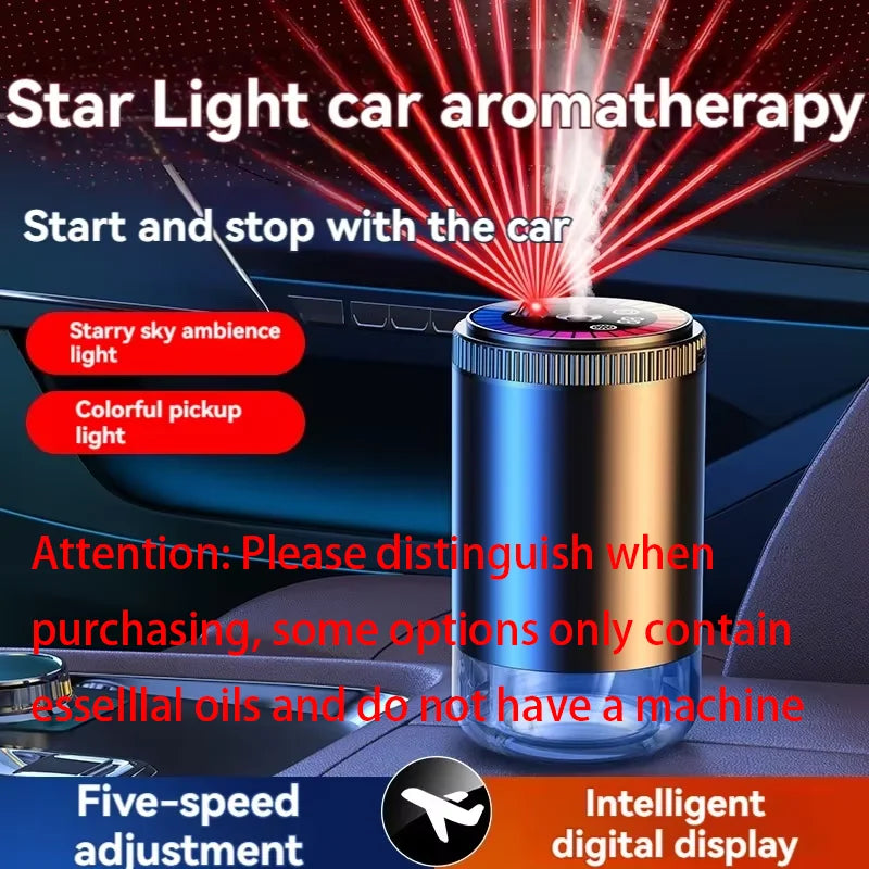 Rechargeable Smart Car Aroma Diffuser and Air Freshener with 5 Modes, Starry Sky Ambient Light, USB Connectivity, and Humidifying Function