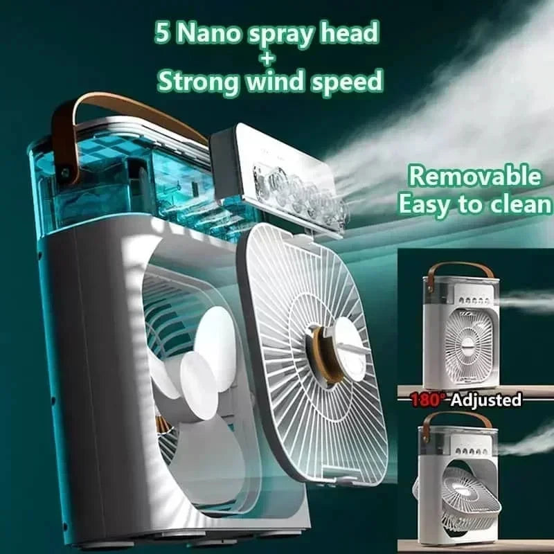 3-in-1 Portable Air Conditioner and Humidifier with LED Night Light for Home and Office Use