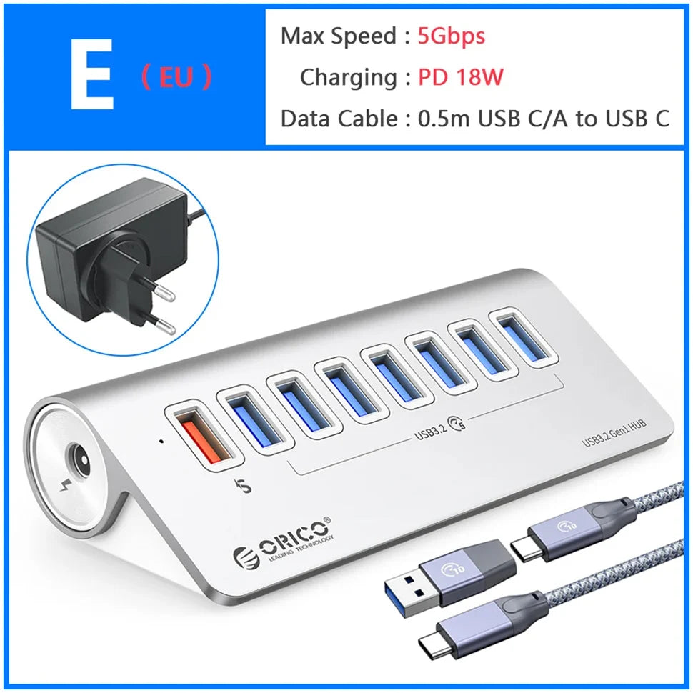 10Gbps USB 3.2 Type-C Docking Station Hub with PD60W Charging Adapter and Multi-Port Switch for PC and Laptop Accessories