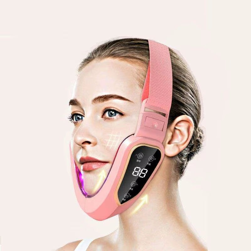 LED Photon Therapy Facial Slimming and Lifting Vibration Massager with Heating Function for Double Chin Reduction