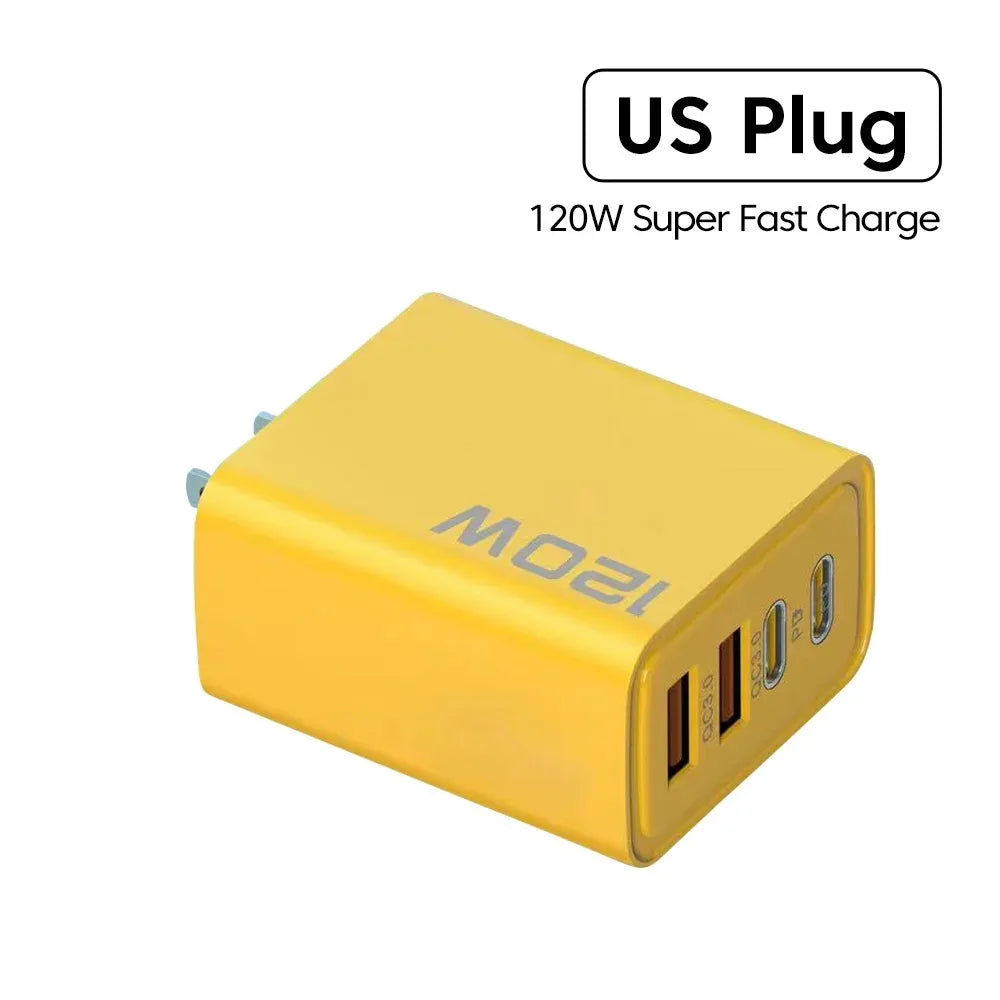 4-Port USB-C PD Quick Charge 3.0 Fast Charging Adapter for iPhone 16/15, Samsung, Xiaomi, and Huawei