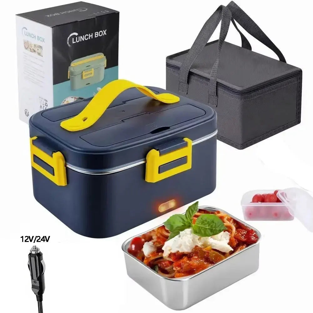 1.8L 3-in-1 Portable Electric Food Heater with Insulated Carry Bag - 75W Leakproof Heated Lunch Box for Car, Truck, and Office Use