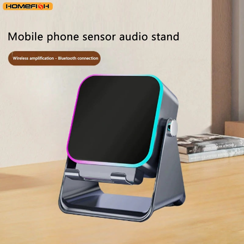 5-in-1 Wireless Induction Speaker with 8-Mode RGB Lighting and Surround Sound - Portable Bluetooth Phone Stand
