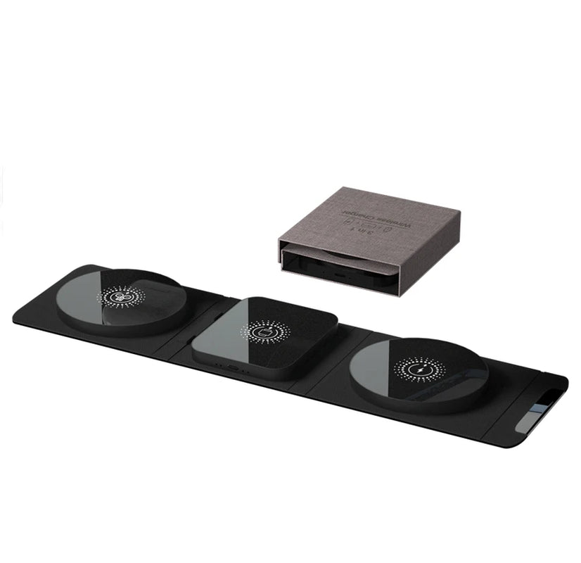 3-in-1 Magnetic Wireless Charging Station - 30W Fast Charging Pad and Foldable Stand for iPhone 16-12 and Apple Watch Series 8-7