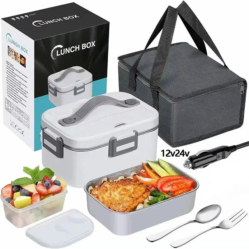 1.8L 3-in-1 Portable Electric Food Heater with Insulated Carry Bag - 75W Leakproof Heated Lunch Box for Car, Truck, and Office Use