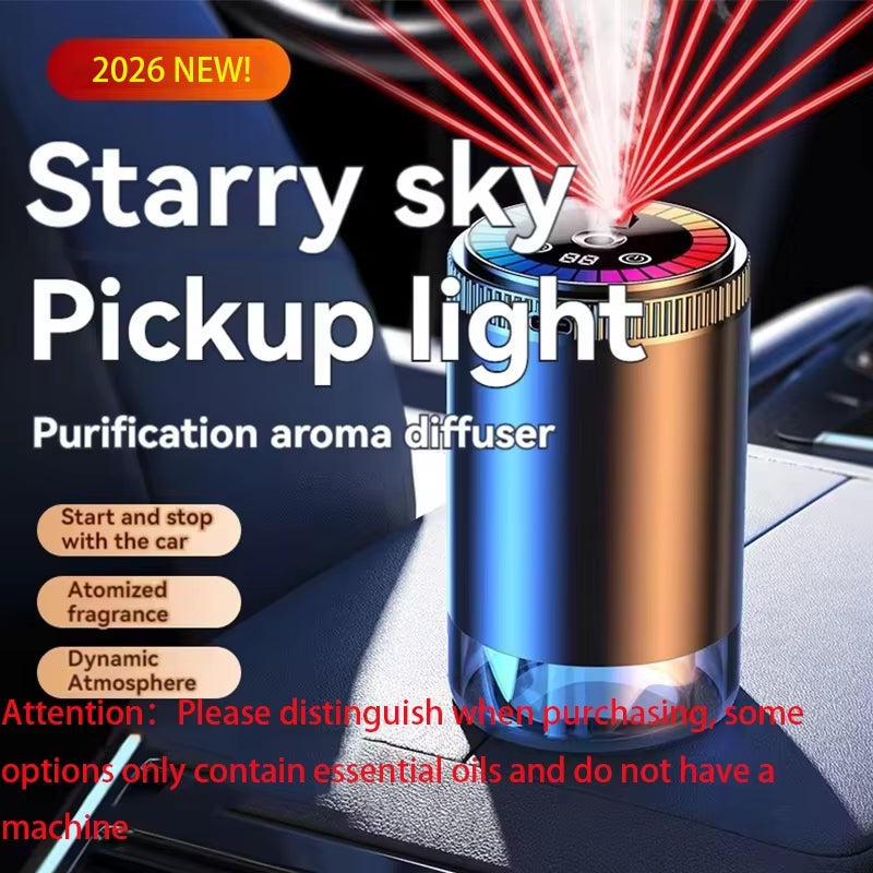 Rechargeable Smart Car Aroma Diffuser and Air Freshener with 5 Modes, Starry Sky Ambient Light, USB Connectivity, and Humidifying Function