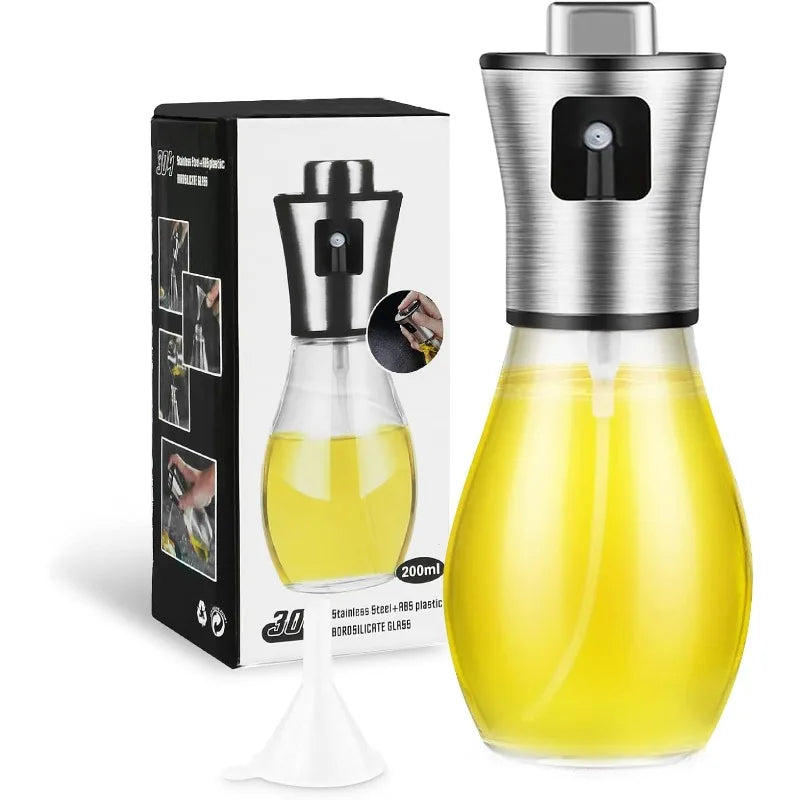 200ml Stainless Steel Oil Sprayer Bottle - Reusable Olive Oil Mister, Refillable and Portable Kitchen Essential